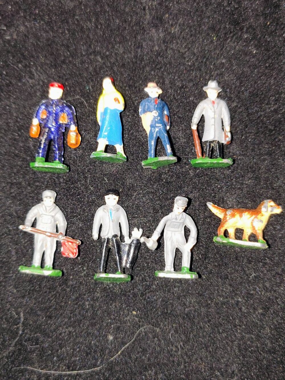 Vintage Cast Metal Railway Town Figures – Japan Mark – 1930s–1950s Train Layout